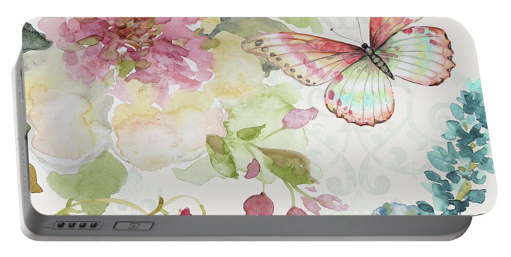 Floral Portable Battery Charger featuring the painting Garden Bliss-JP3977 by Jean Plout