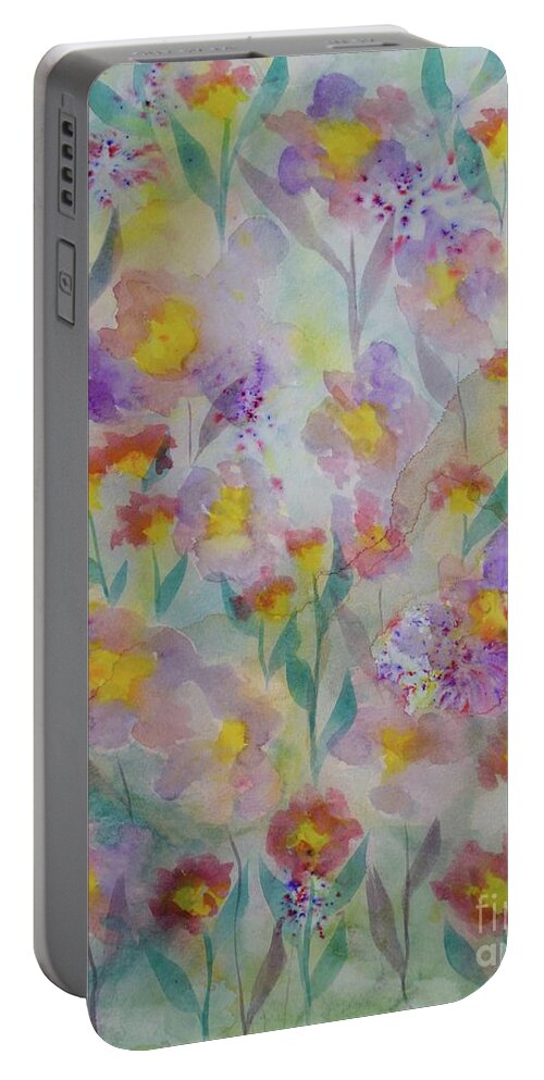  Portable Battery Charger featuring the painting Garden Haze by Barrie Stark