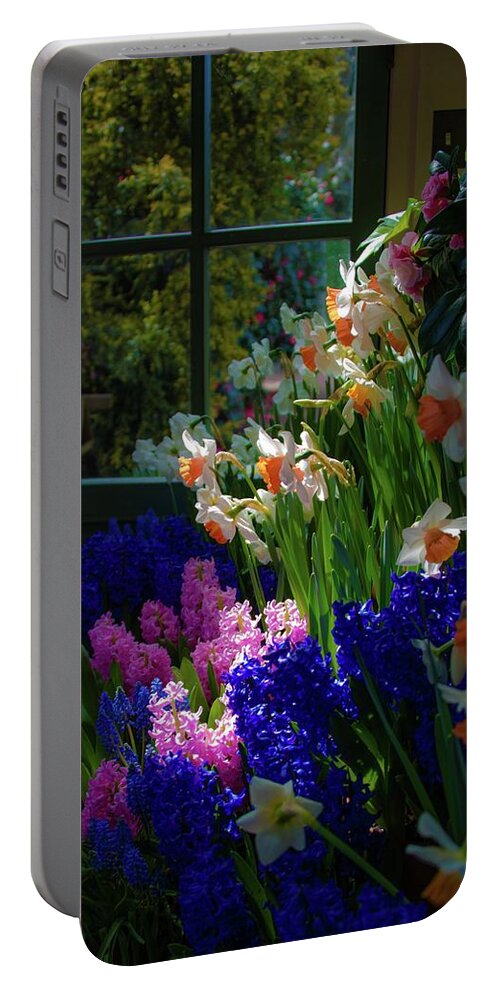 Tulips Portable Battery Charger featuring the photograph Garden house delight at Filoli by Patricia Dennis