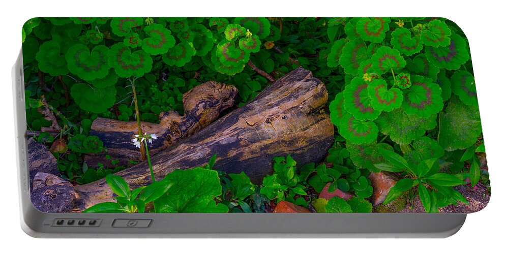 Garden Portable Battery Charger featuring the photograph Garden Logs by Derek Dean