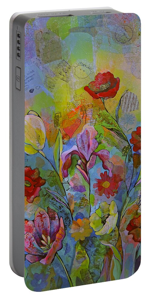 Garden Portable Battery Charger featuring the painting Garden of Intention - Triptych Right Panel by Shadia Derbyshire