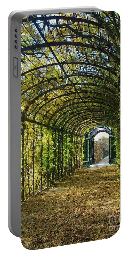 Garden Portable Battery Charger featuring the photograph Garden Path in Schonbrunn Palace, Vienna by Marguerita Tan