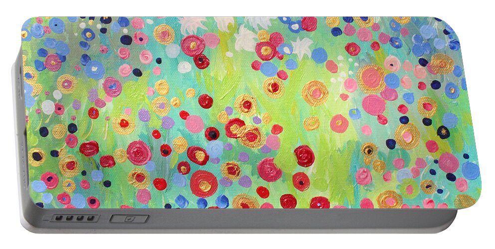Garden Portable Battery Charger featuring the painting Garden's Delight by Stacey Zimmerman