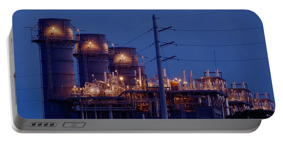 Power Plant Portable Battery Charger featuring the photograph Gas Power Plant at Night by Bradford Martin