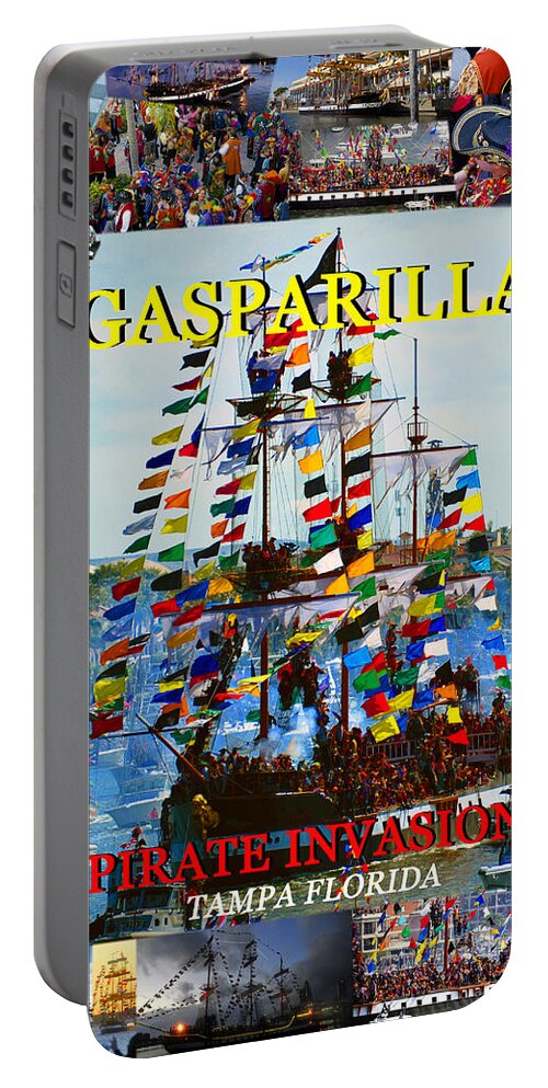 Gasparilla Pirate Invasion Tampa Florida Portable Battery Charger featuring the photograph Gasparilla Pirate Invasion by David Lee Thompson