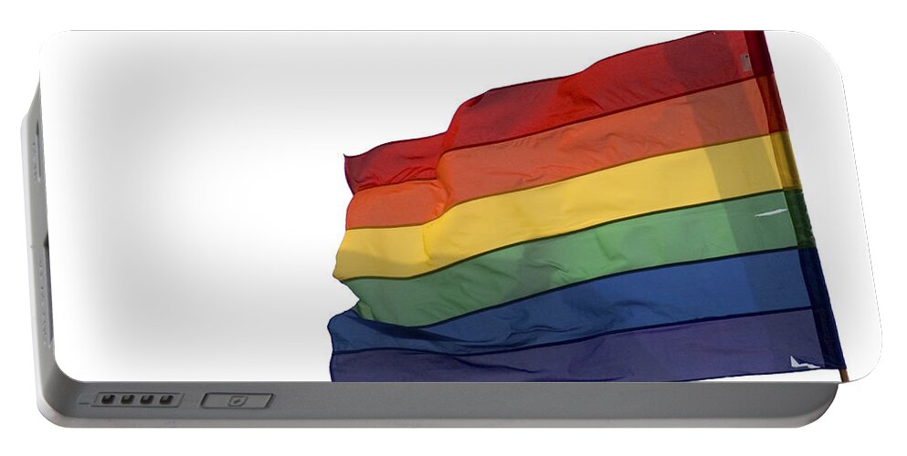 Flag Portable Battery Charger featuring the photograph Gay rainbow Flag by Ilan Rosen