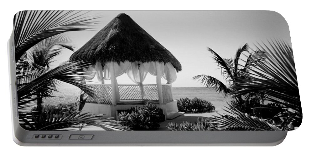 Gazebo Portable Battery Charger featuring the photograph Gazebo on the ocean by Anita Burgermeister