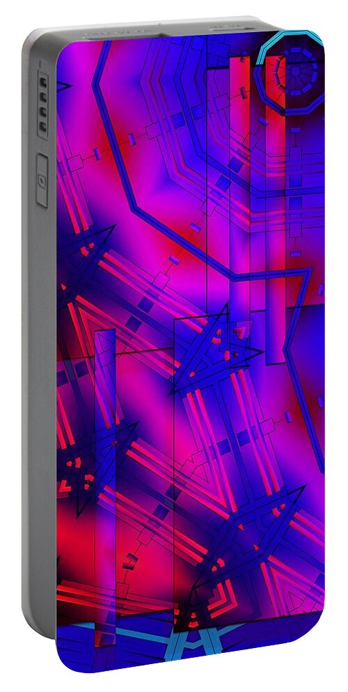 Abstract Portable Battery Charger featuring the digital art Geometric 2 by Ronald Bissett