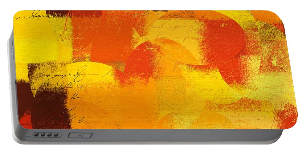 Orange Portable Battery Charger featuring the digital art Geomix 05 - 01at01 by Variance Collections