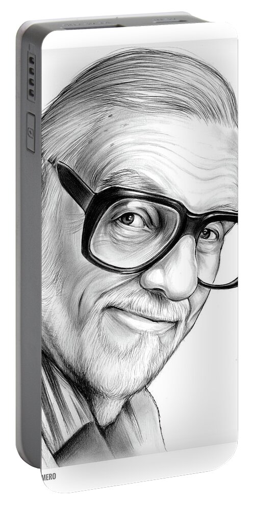 George A. Romero Portable Battery Charger featuring the drawing George A. Romero by Greg Joens
