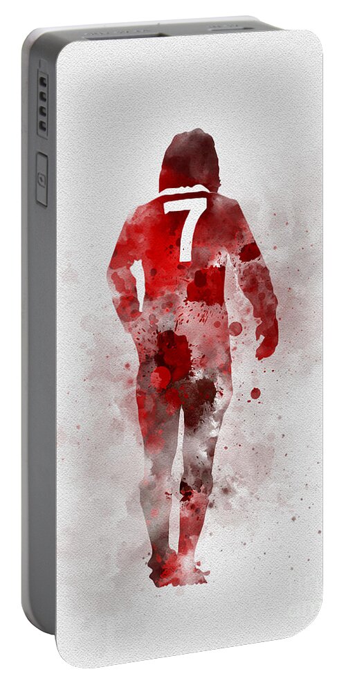 George Best Portable Battery Charger featuring the mixed media George Best by My Inspiration