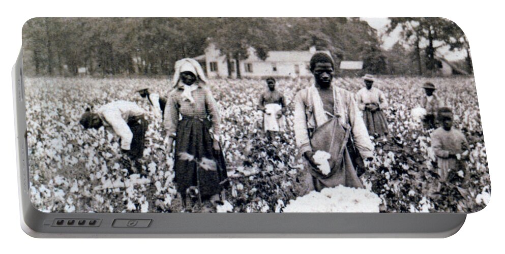 Georgia Portable Battery Charger featuring the photograph Georgia Cotton Field - c 1898 by International Images
