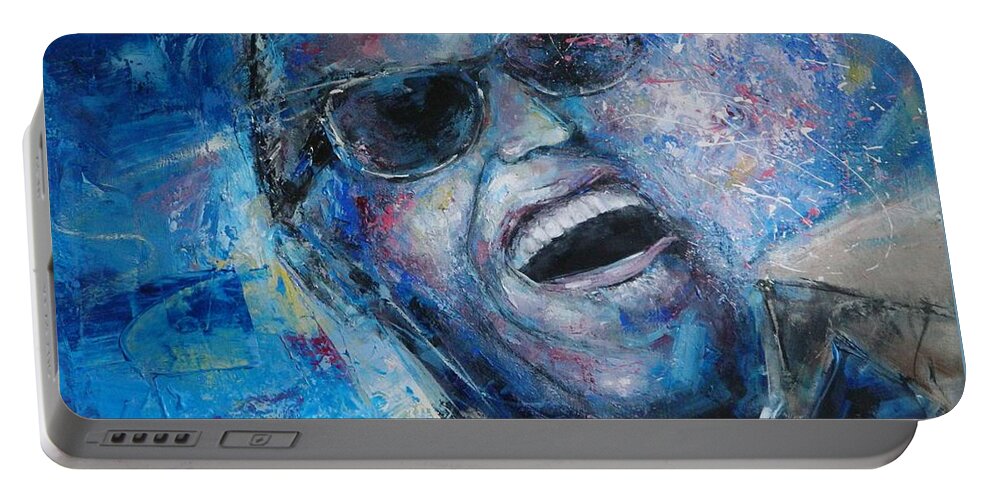 Ray Charles Portable Battery Charger featuring the painting Georgia on my Mind by Dan Campbell