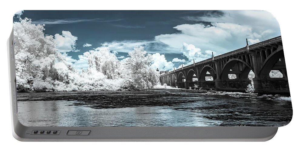Congaree River Portable Battery Charger featuring the photograph Gervais St. Bridge-Infrared by Charles Hite