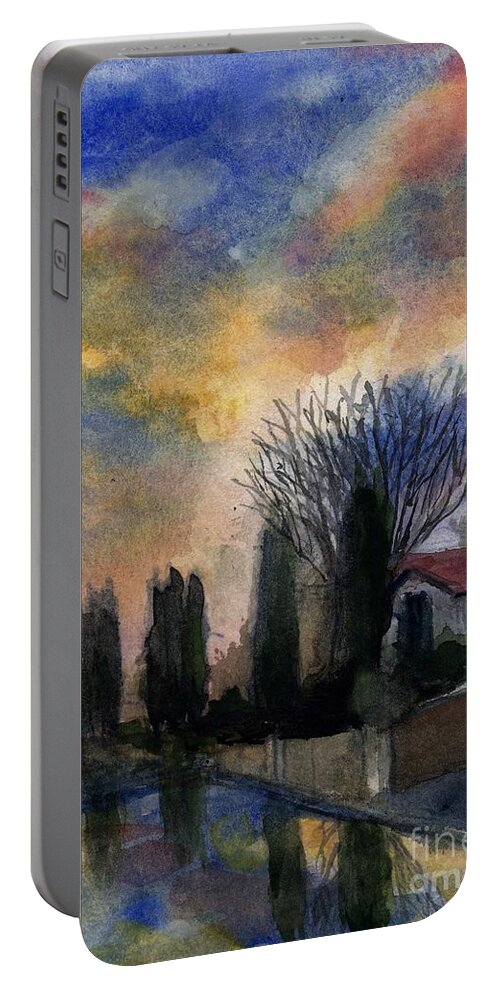 Rain Portable Battery Charger featuring the painting Get Well Soon Roman by Randy Sprout