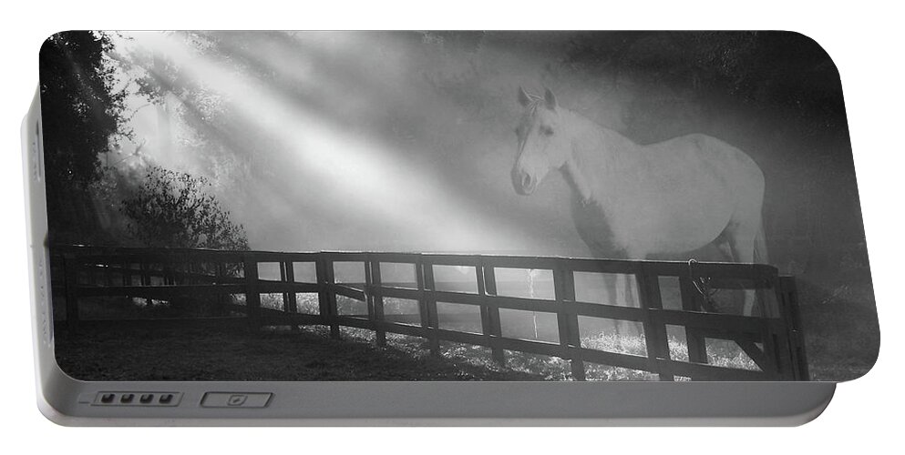 Sunrise Portable Battery Charger featuring the photograph Ghost Horse by Jerry Griffin