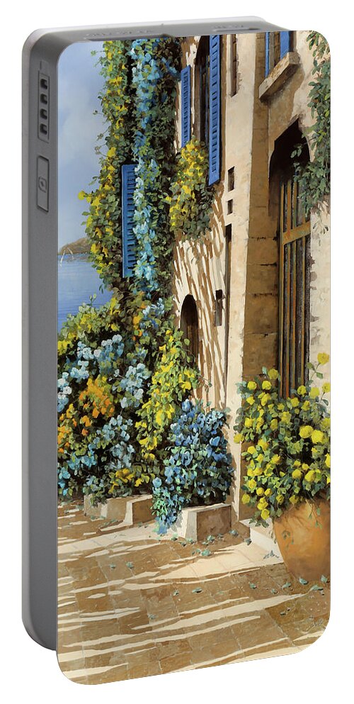 Bella Strada Portable Battery Charger featuring the painting Gialloblu by Guido Borelli