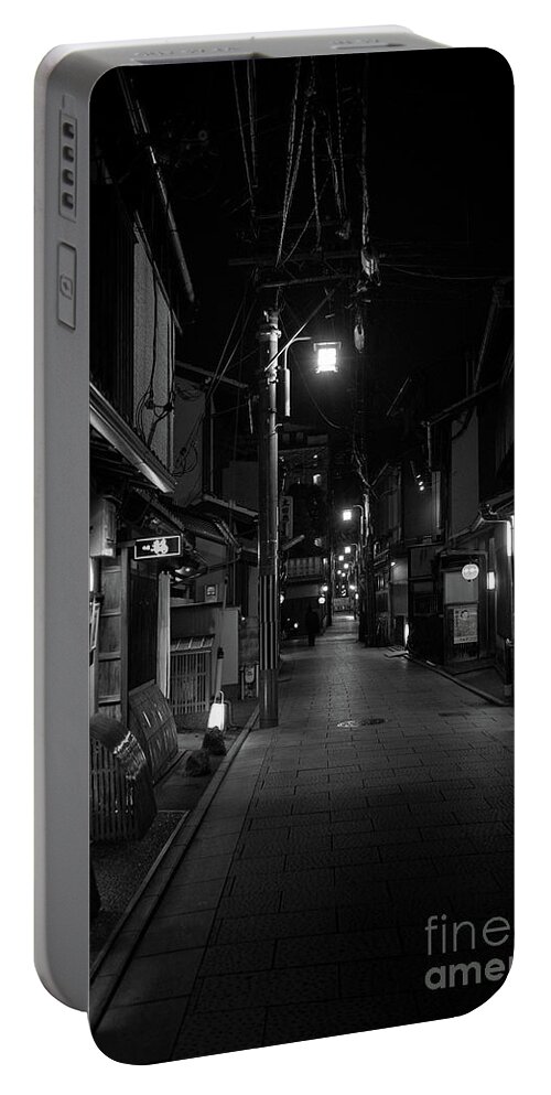 Travel Portable Battery Charger featuring the photograph Gion Street Lights, Kyoto Japan by Perry Rodriguez