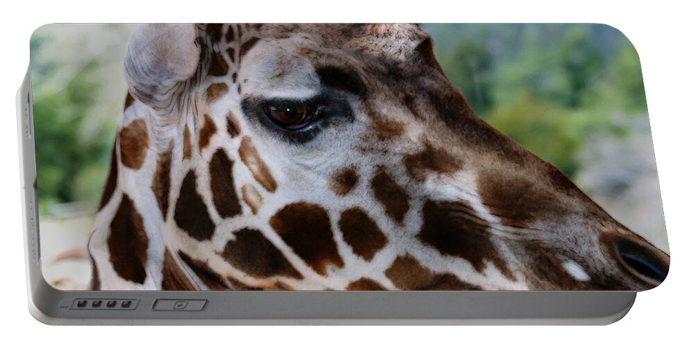 Wildlife Portable Battery Charger featuring the digital art Giraffe by Anthony Jones