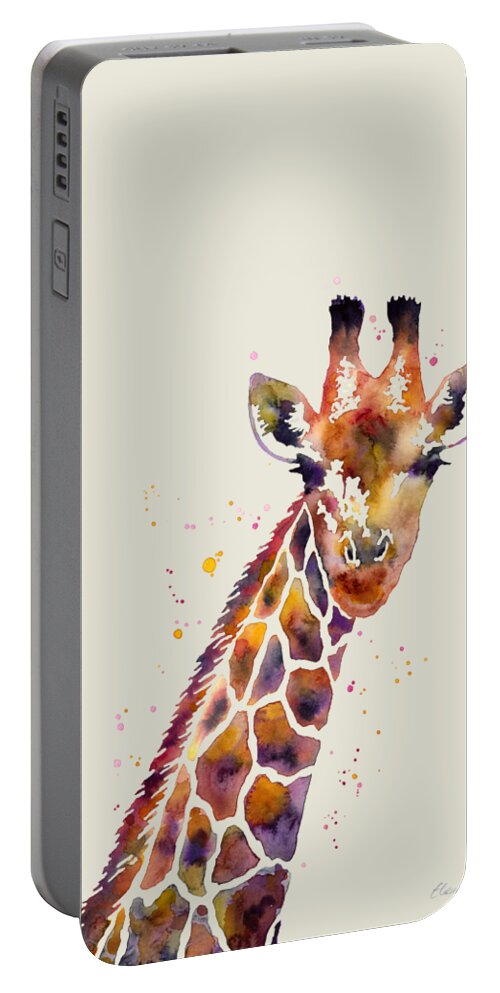 Giraffe Portable Battery Charger featuring the painting Giraffe by Hailey E Herrera
