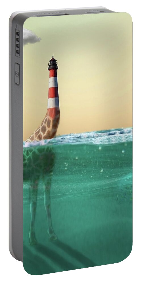 Kids Portable Battery Charger featuring the digital art Giraffe Lighthouse by Keshava Shukla