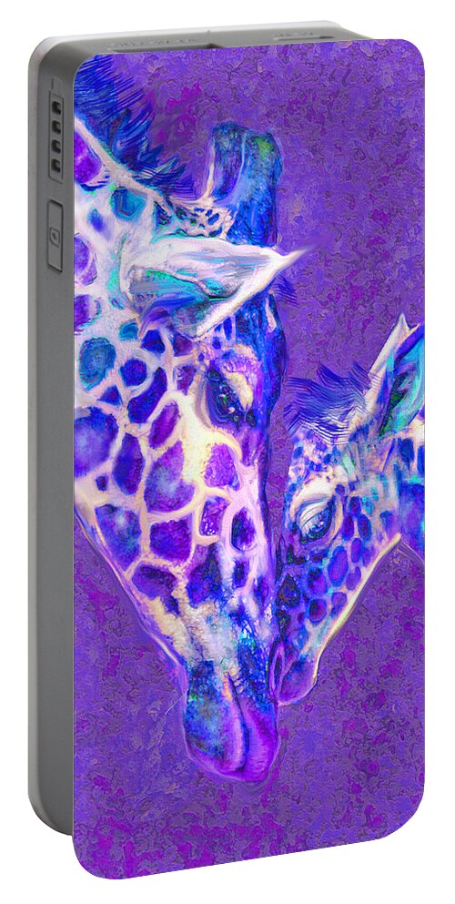 Jane Schnetlage Portable Battery Charger featuring the digital art Giraffe Love 515 by Jane Schnetlage