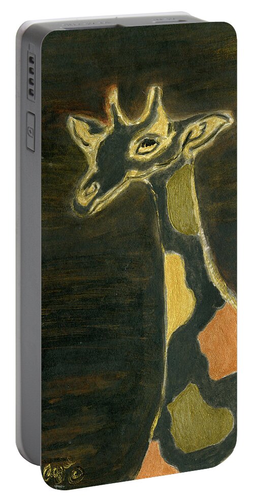 Giraffe Portable Battery Charger featuring the painting Giraffe Metallica by Stephanie Agliano
