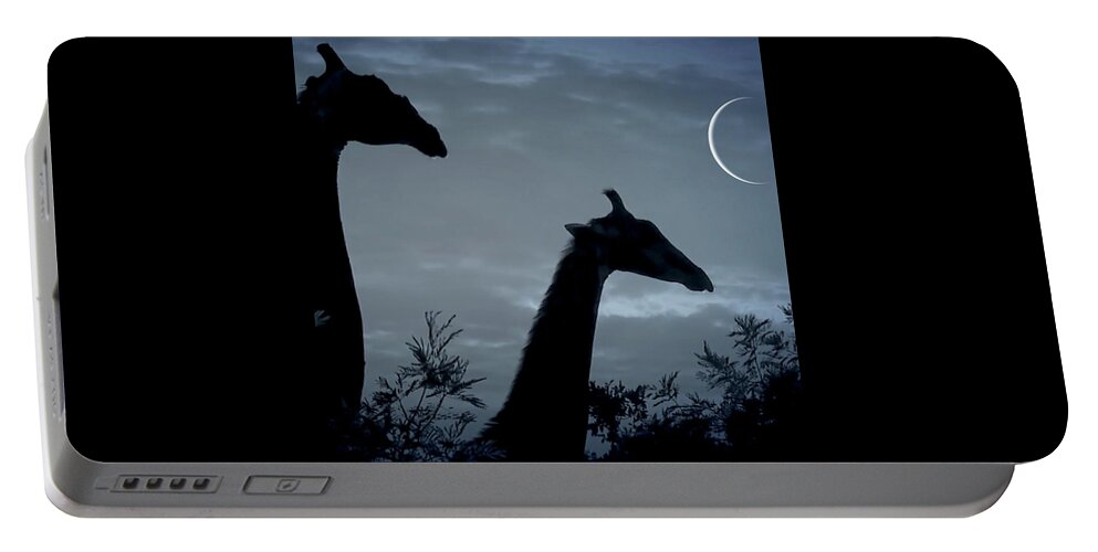Giraffe Portable Battery Charger featuring the photograph Giraffe Moon by Gini Moore