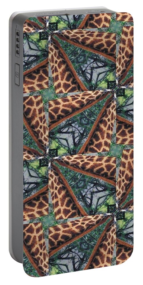 Digital Portable Battery Charger featuring the digital art Giraffe Through the Window by Maria Watt
