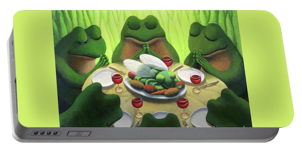Frog Portable Battery Charger featuring the painting Giving Thanks by Chris Miles