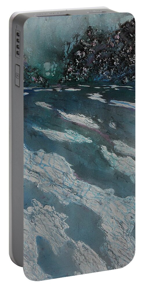 Ice Portable Battery Charger featuring the painting Glacial Moraine by Ruth Kamenev
