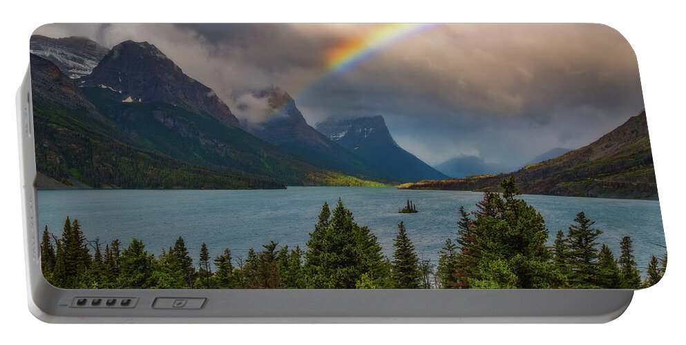Rainbow Portable Battery Charger featuring the photograph Glacier Rainbow by Darren White