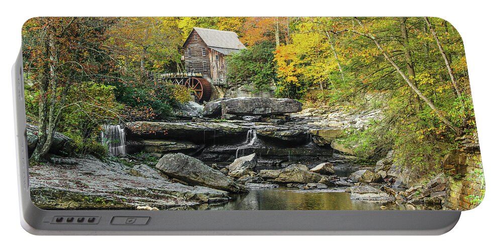 Glade Creek Portable Battery Charger featuring the photograph Glade Creek Grist Mill #1 by Tom and Pat Cory