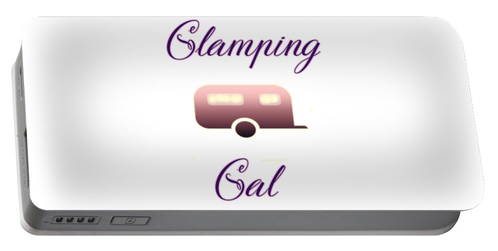 Glamping; Glamper; Camping; Camper; Glamping Gal; Camping Gal; Rv; Trailer; Home On Wheels; Vacation Home; Travel; Traveler Portable Battery Charger featuring the digital art Glamping Gals by Judy Hall-Folde