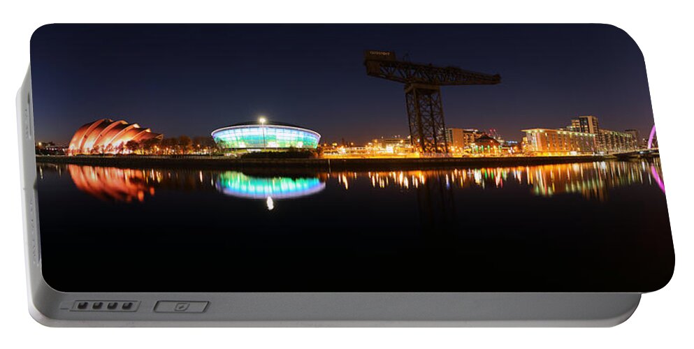  Clyde Arc Portable Battery Charger featuring the photograph Glasgow Clyde Panorama by Grant Glendinning