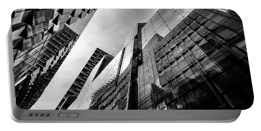 Glass Portable Battery Charger featuring the photograph Glass Business Window Building Abstract London by John Williams