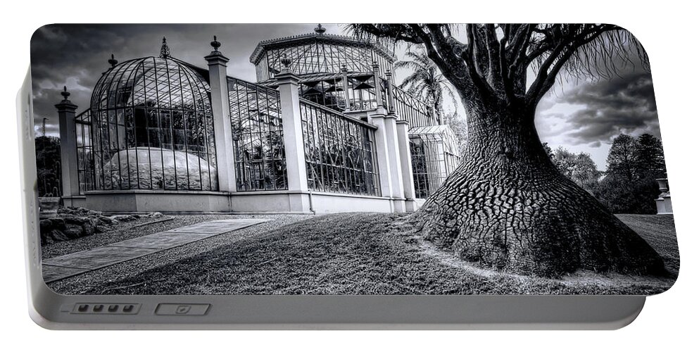 Architecture Portable Battery Charger featuring the photograph Glasshouse And Tree by Wayne Sherriff