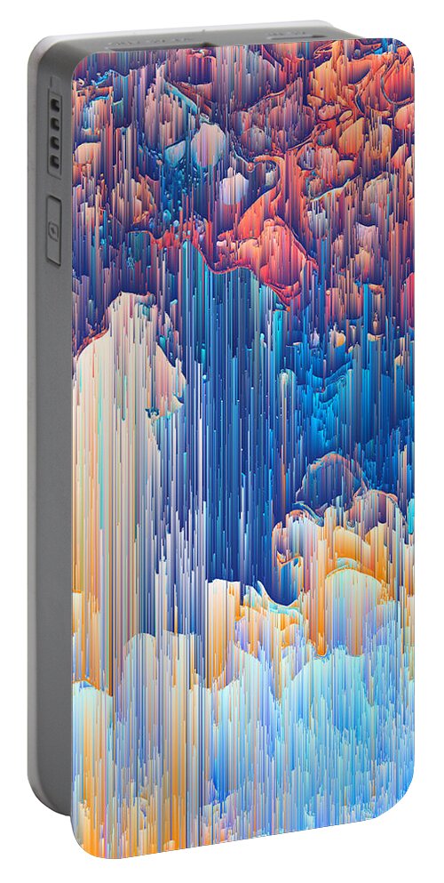 Pixel Art Portable Battery Charger featuring the digital art Glitches in the Clouds by Jennifer Walsh