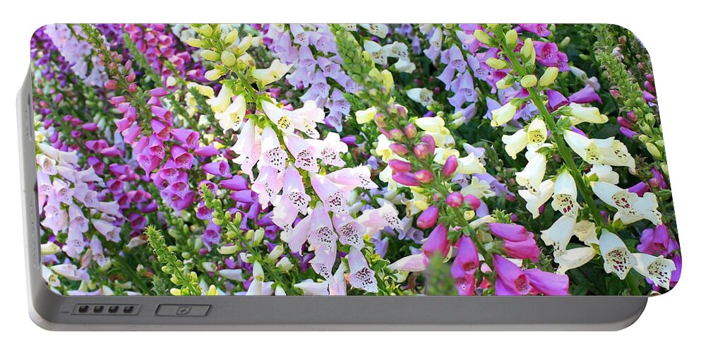 Foxgloves Portable Battery Charger featuring the photograph Glorious Foxgloves by Carol Groenen