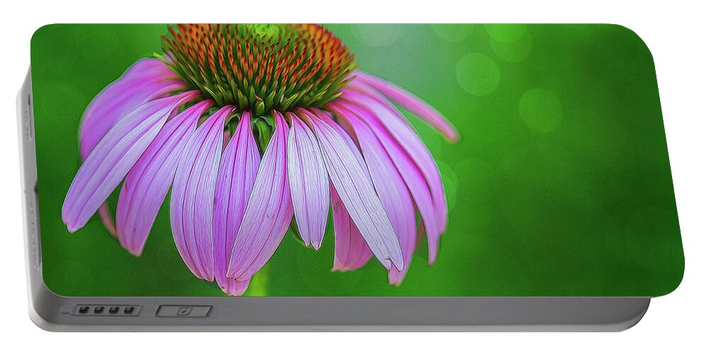 Flower Portable Battery Charger featuring the photograph Glowing Cone Flower by Cathy Kovarik