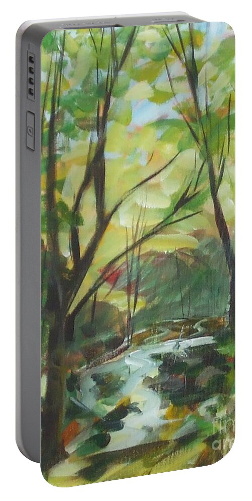 Painting Portable Battery Charger featuring the painting Glowing From the Flood by Claire Gagnon