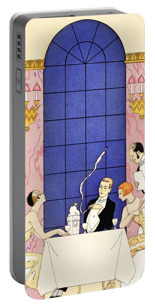 Gluttony Portable Battery Charger featuring the painting Gluttony by Georges Barbier