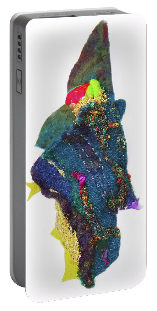 Fanciful Gnome Portable Battery Charger featuring the sculpture Gnome by Sylvia Greer