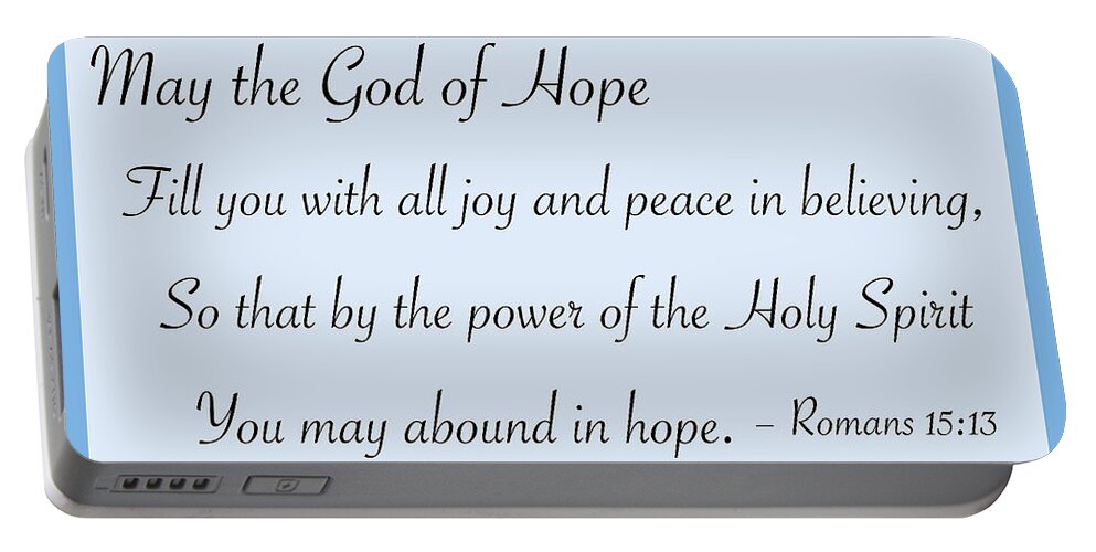 Quote Portable Battery Charger featuring the drawing God of Hope by Greg Joens