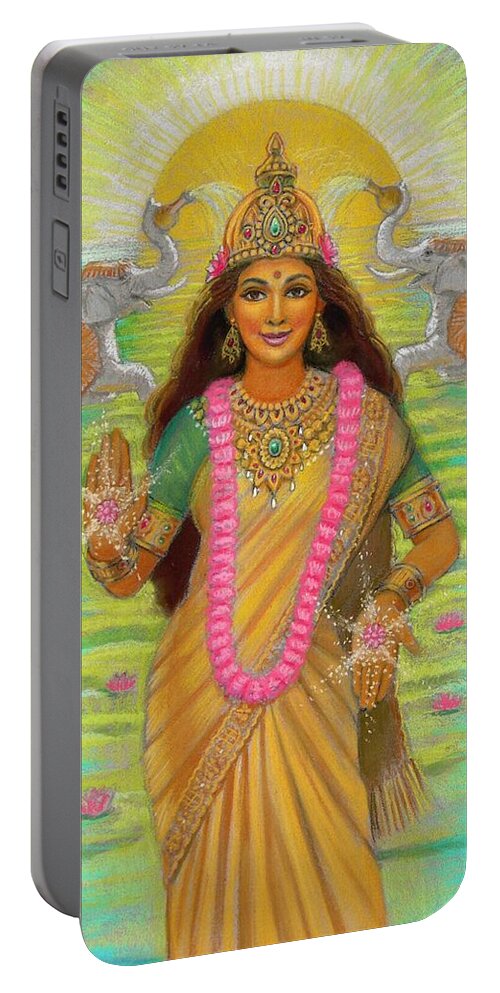 Lakshmi Portable Battery Charger featuring the painting Goddess Lakshmi by Sue Halstenberg