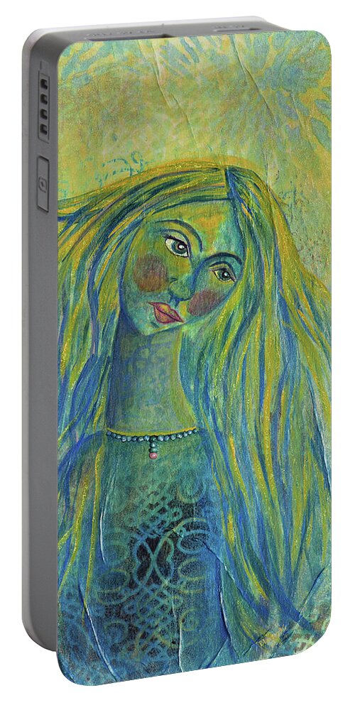 Goddess Of The North Sea Portable Battery Charger featuring the painting Goddess Of The North Sea by Donna Blackhall