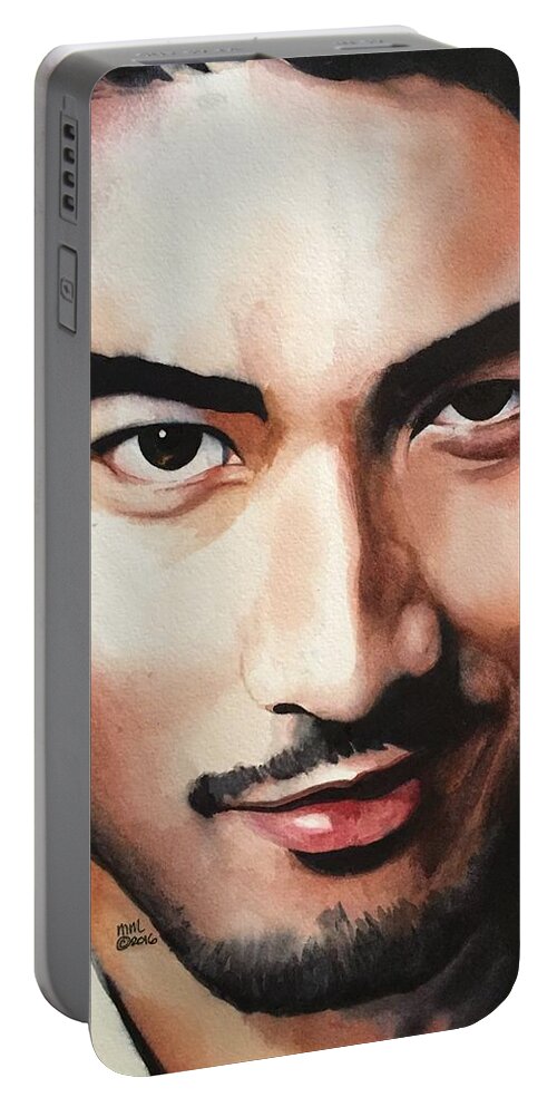 Asian Celebrity Portable Battery Charger featuring the painting Godfrey Gao by Michal Madison