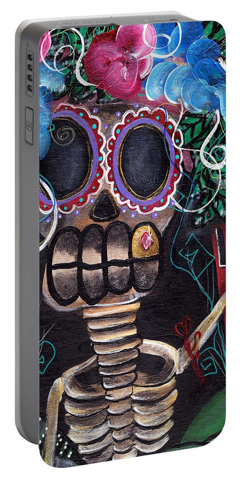 Day Of The Dead Portable Battery Charger featuring the painting Going Out by Abril Andrade