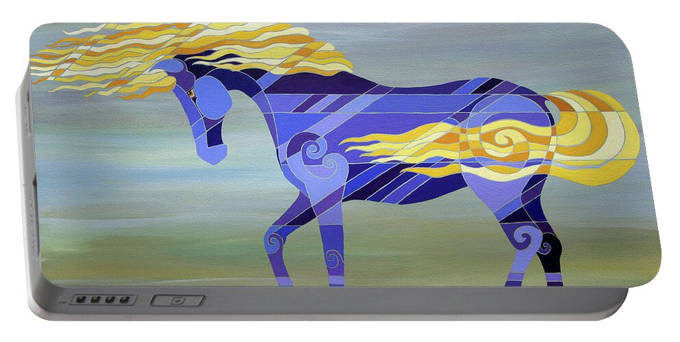 Horse Portable Battery Charger featuring the painting Going with the Flow by Barbara Rush
