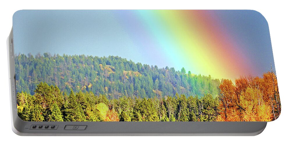 Gold Portable Battery Charger featuring the photograph Gold At the End of the Rainbow by Ted Keller